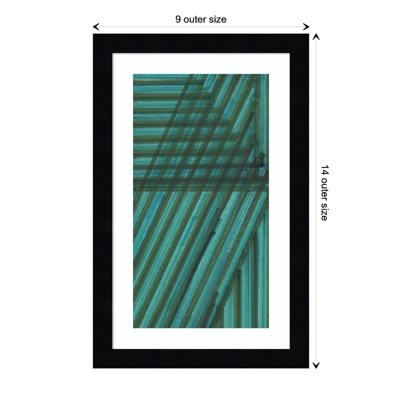 Line Study Blue by Charles McMullen Wood Framed Wall Art Print